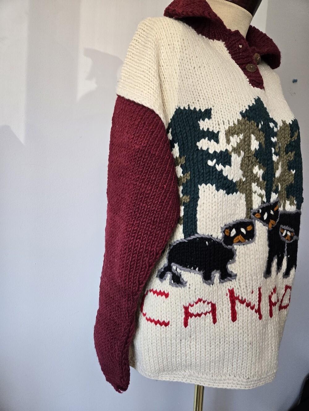 Amos & Andes Vintage Canada Chunky Wool Knit Pullover Sweater - Size L - Picture 4 of 10